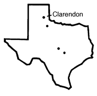 Map of Texas showing the location of the 1010 Ranch division