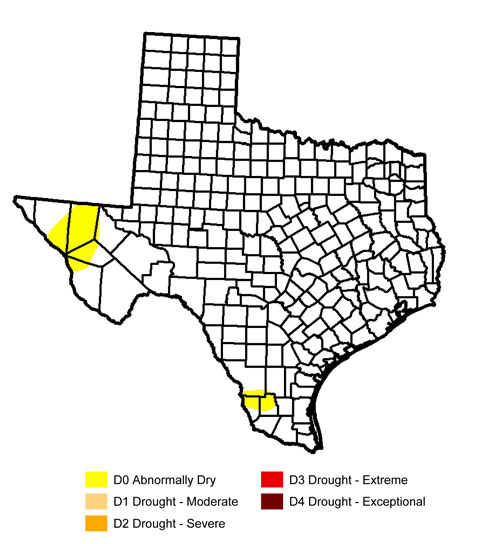 Texas drought map, March 2010